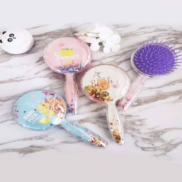 Detailed Usage Tips for a Round Colorful Comb With Glitter